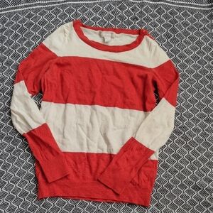 Banana Republic Red and Cream Silky Soft Wool Sweater